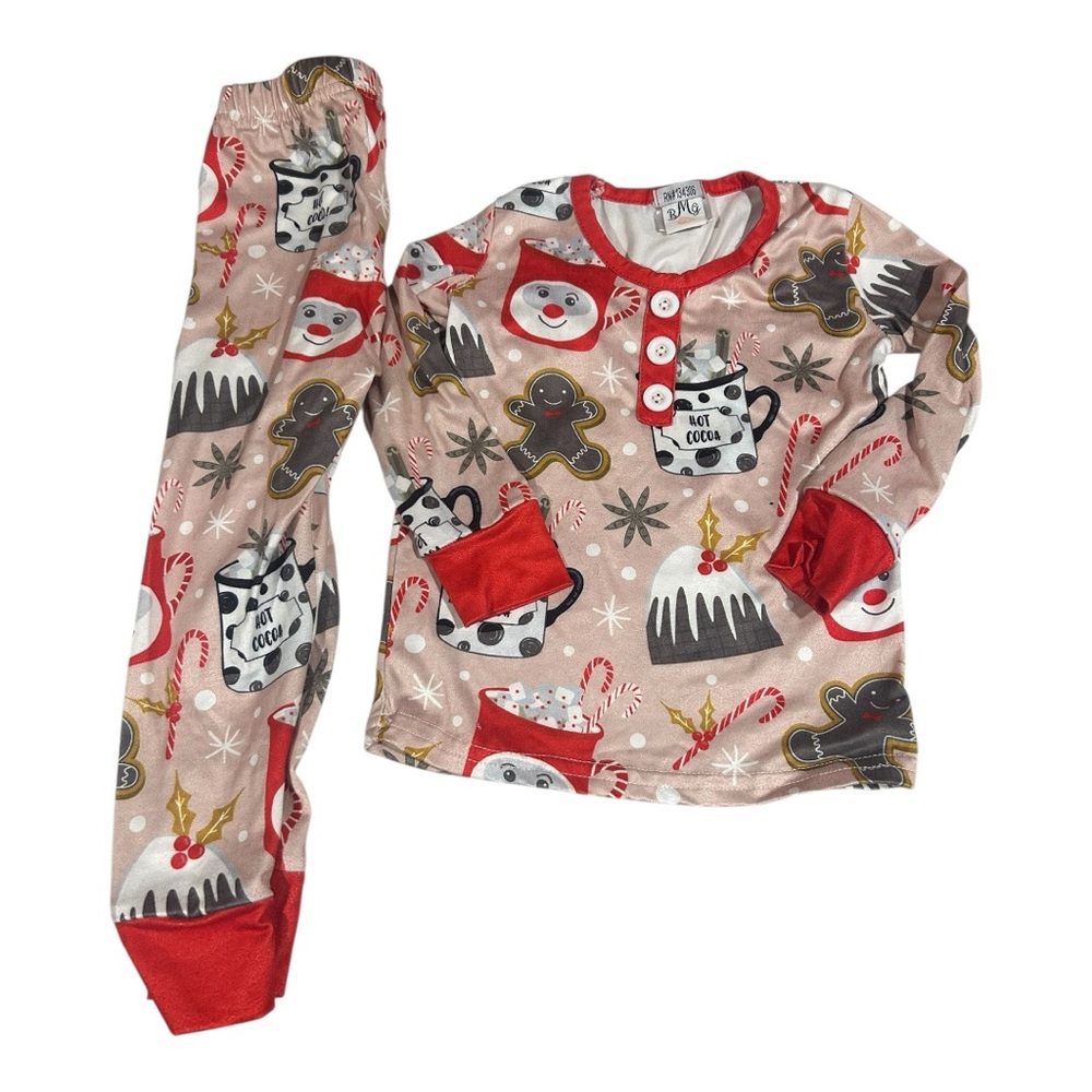 Festive Kids Pajamas with Red and Brown Accents